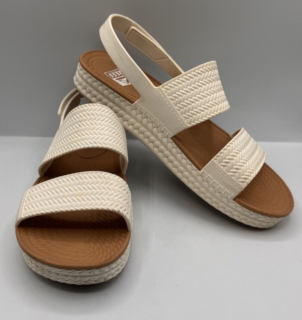 REEF Water Vista Slingback Strappy Sandals Beige Tan PVC Free Women’s Size 10